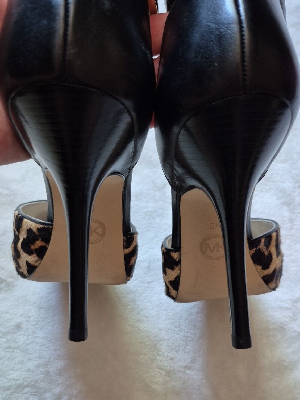 MICHAEL Michael Kors Leopard Print and Black Ankle-Strap Pumps - Picture 12 of 14